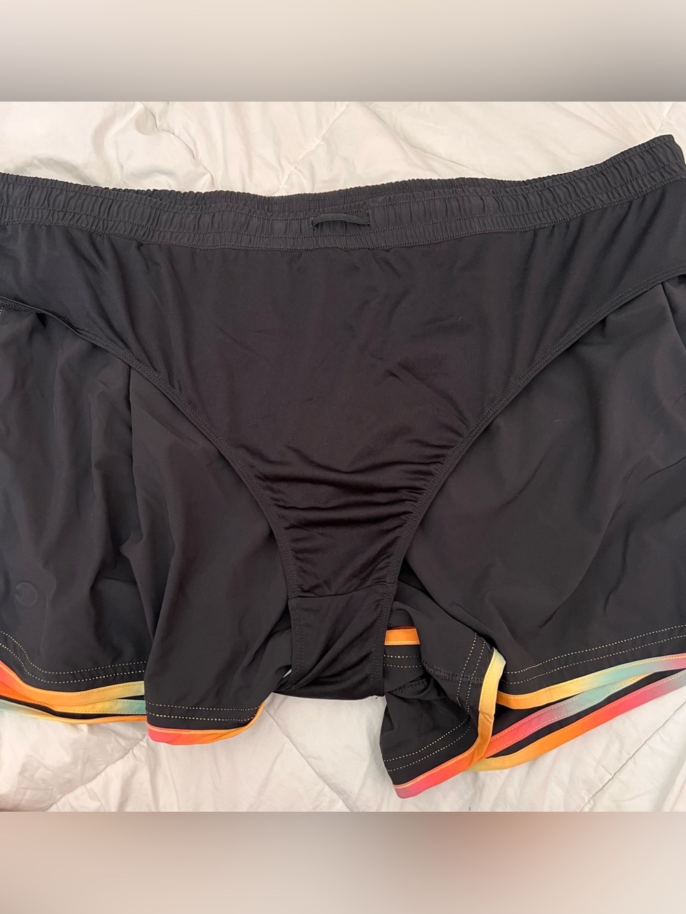 Champion 3X Black Athletics Shorts with Rainbow Stripe Trim - Picture 12 of 14